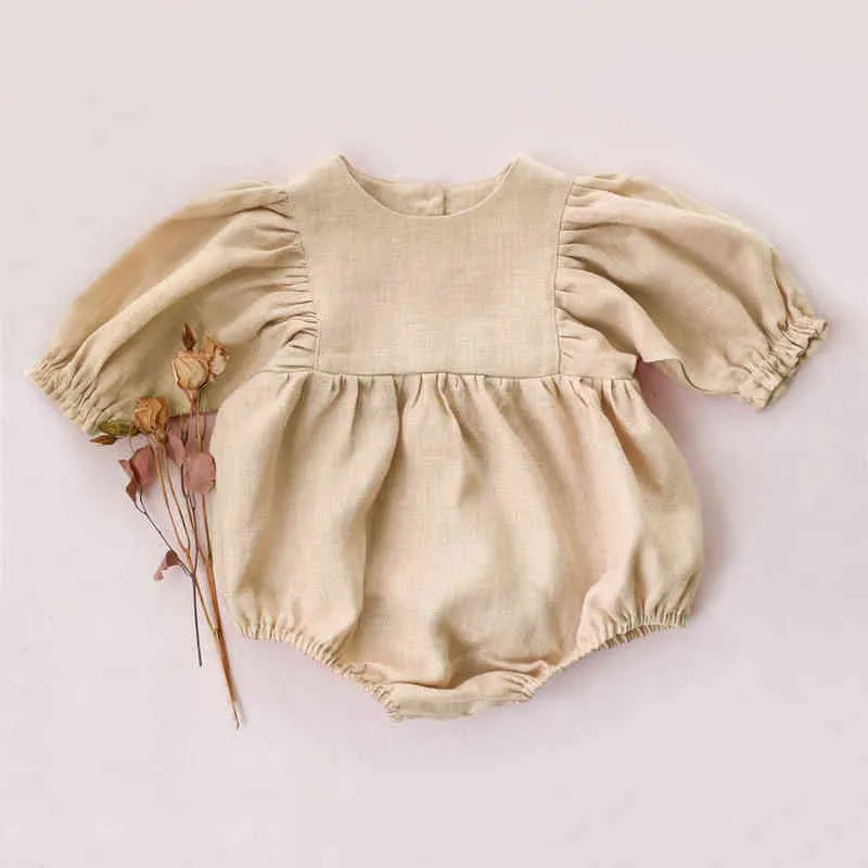 طفلة القطن القطن من 0-18M منقوشة نصف الأكمام رومبير حللا من قطعة واحدة الربيع الصيف الزهور حديثي الولادة فتاة الملابس G220510