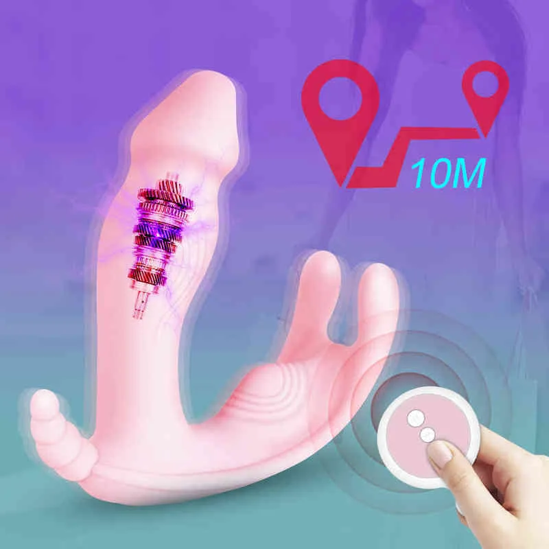 Nxy Eggs Wearable Dildo Vibrator Pink Sex Toys for Female Masturbator Panties G spot Clitoris Stimulator Vagina Massage Women Erotic 220421