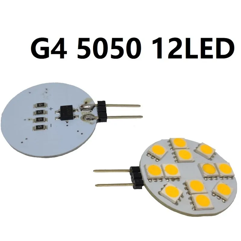 Nouvelle lampe à LED ampoule G4 5050 SMD 3W 12V DC remplacer les lumières d'éclairage halogène projecteur cercle plaque plate 12LED 24LED