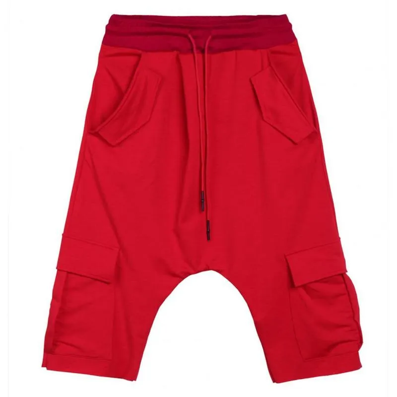男性ハーレムパンツサマーファッション調整可能マイクロエラスティックソフトコットンブレンド低股貨物ズボンの夏のメンズ衣類220704