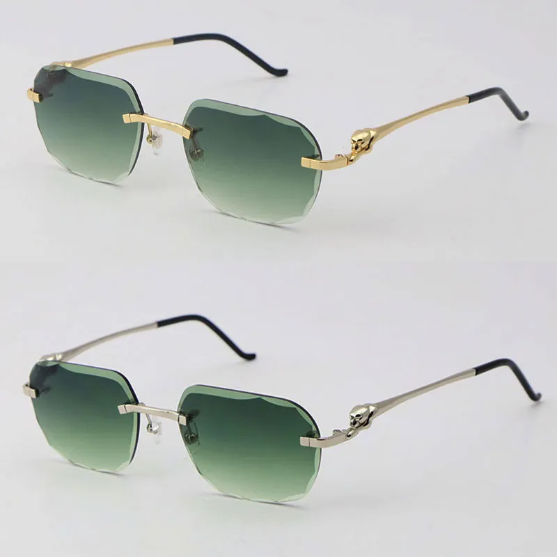 Nowy luksusowy diamentowy soczewki luksusowe serie lampartów okularów przeciwsłonecznych Mężczyźni Słoneczne okulary przeciwsłoneczne Strains Skals Drut 18 -krotnie złota rama okrągła GLAS296L