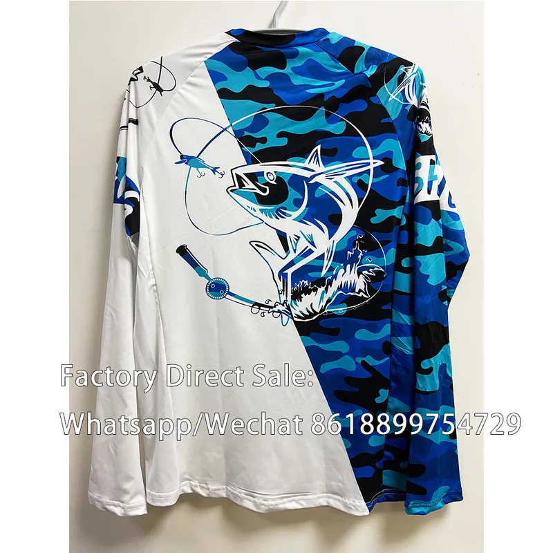 Pelagic Jersey Fishing Clothing Summer Crewneck Tops Print Camisa de pesca rybołówstwo długie rękaw