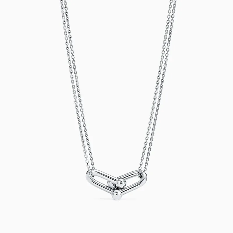 NIEUWE Mode 100% 925 Sterling Zilveren Ketting Hanger Hart Kralen Link Chain Rose Gold Design Kettingen Voor Vrouwen Luxe Sieraden O275k