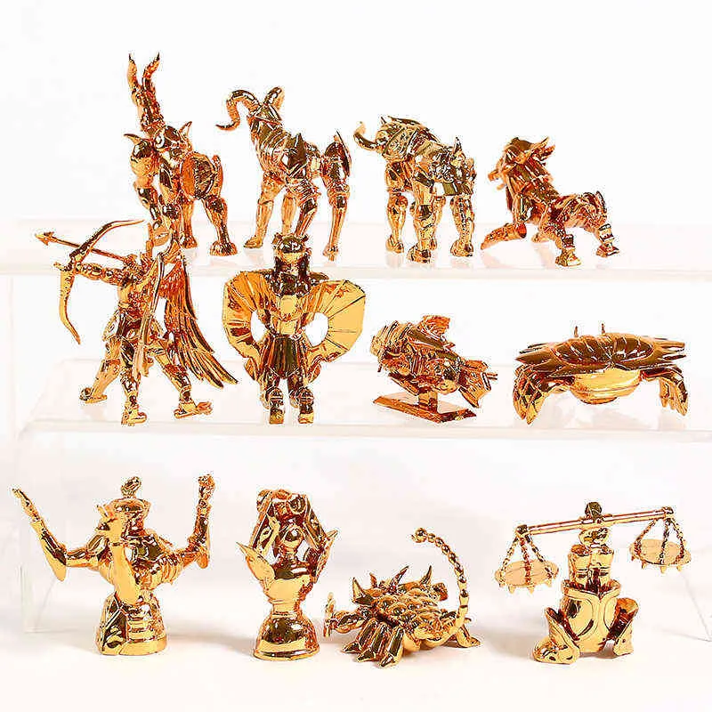 set Saint Seiya The Gold Zodiac Sagittarius Aries Taurus Bilancia Scorpio PVC Bamboli modello Toys Figurali Colletibili G2204208670802