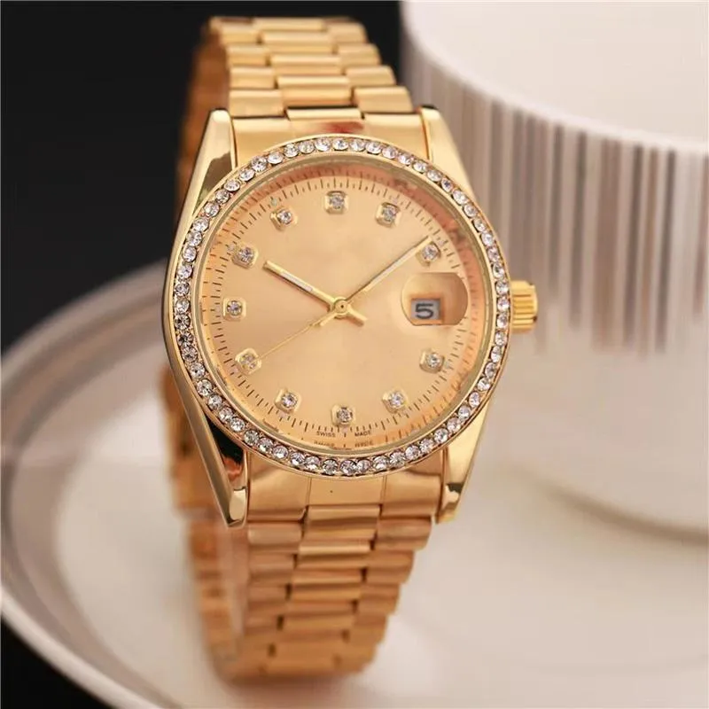 Brand Watches Women Ladies Girl Crystal Style Dial Metal Steel Band Quartz Luxury Wrist Watch X195