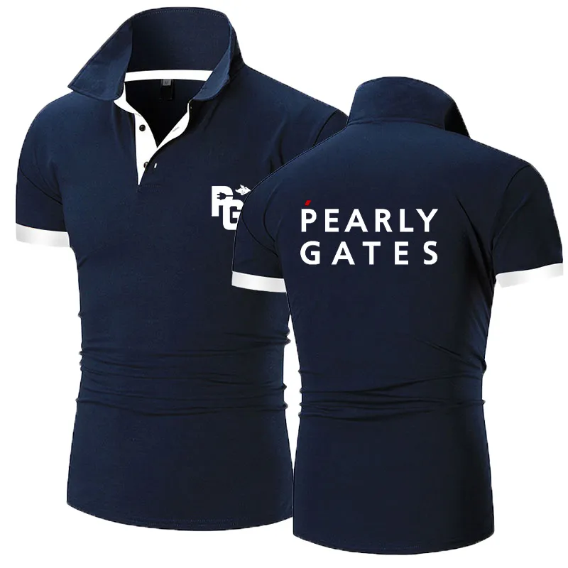 Pearly Gates Golf Summer Mathing Modna Sym Szczupła koszula polo-polo koszula Polo Shirt Golf Shirt Business Lapel Man's Top 220514