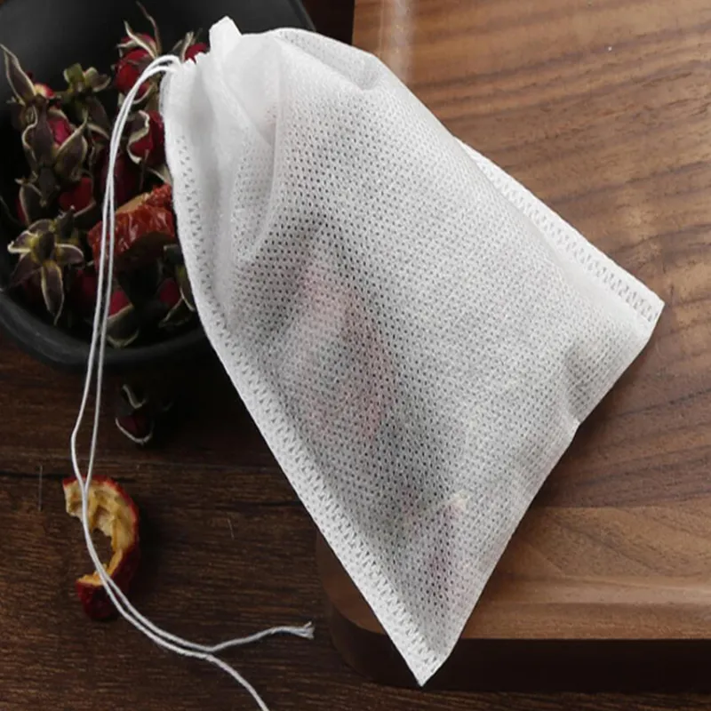 500 pièces sachets de thé jetables vides avec ficelle guérir joint sac pour Non-tissé papier filtre 220509