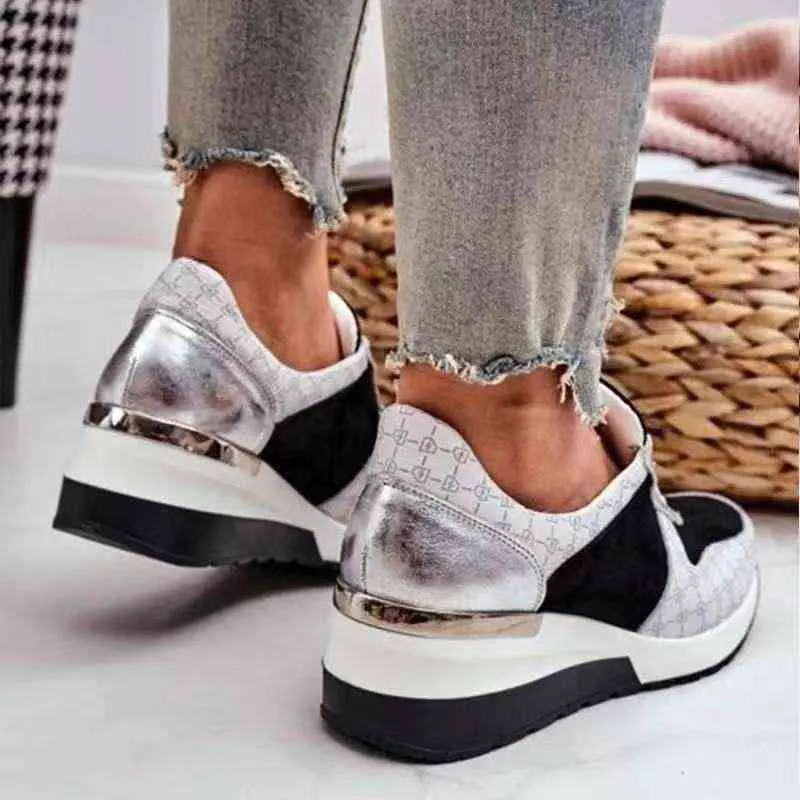 2022 Brand Design Nya kvinnor Casual Shoes Höjd Ökande Sport Wedge Shoes Air Cushion Bekväma Sneakers Zapatos de Mujer G220610