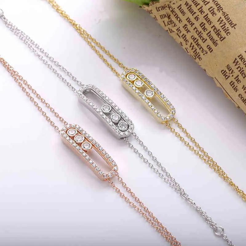 Shadowhunters Real 925 Sterling Silver Move Stone Bracelets with Clear CZ Luxury Brand Jewelry Making H220409993922787086