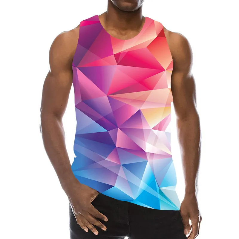 Galaxy Tank Top Dla Mężczyzn 3D Drukuj Gym Bez Rękawów Wzór kosmiczny Top Graphic Tees Boys Beach Kamizelka 220421