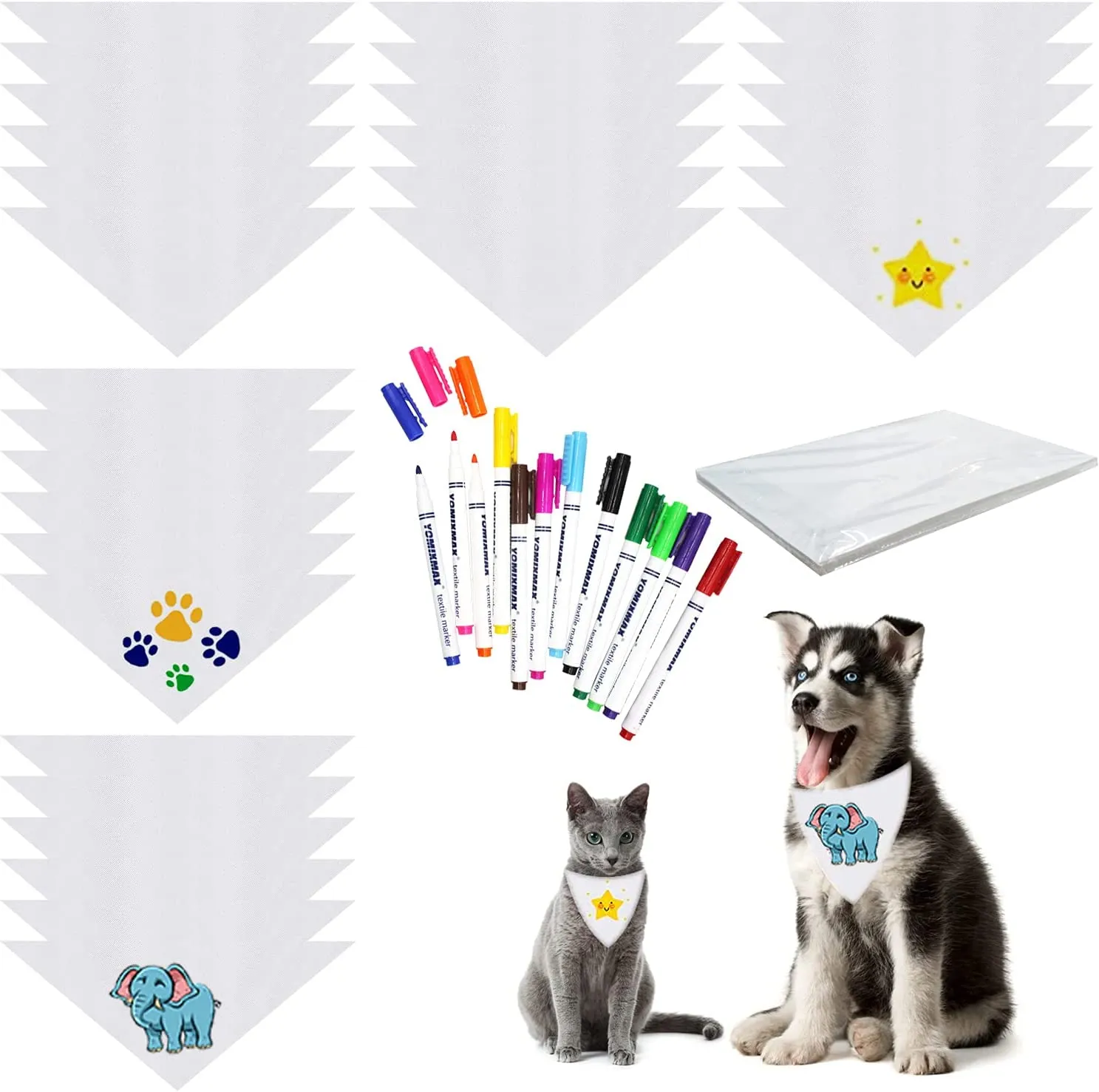 Bandanas pour chiens vierges, blanc uni, bricolage, bandanas pour animaux de compagnie, écharpe triangulaire, transfert de chaleur, accessoires pour chiens, chiots, chats3661296