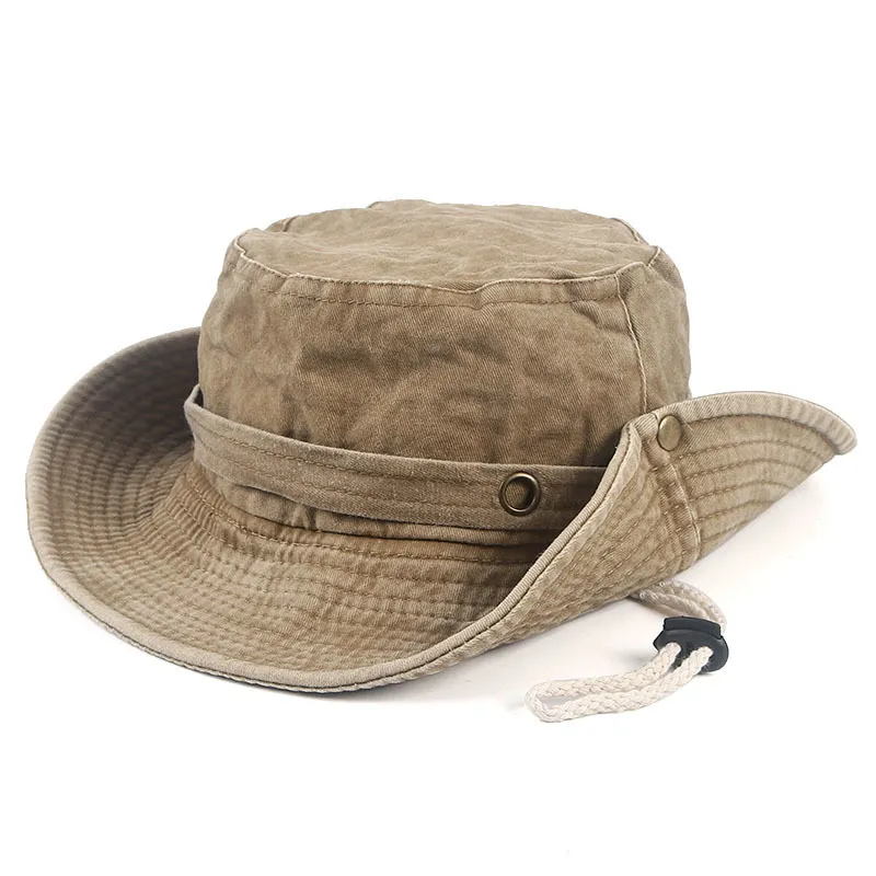 Gorra de pesca al aire libre, sombrero de cubo para hombre, gorra con estampado de letras para hombre, sombrero de sol de algodón Retro de verano, sombreros de pesca en la selva de Panamá, sombreros para papá 220527271s