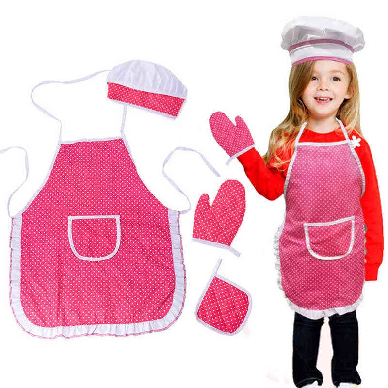 4st barn som lagar förkläde handskar hatt set rosa påsk halloween barnkock kök bakspel klär dig upp y220426