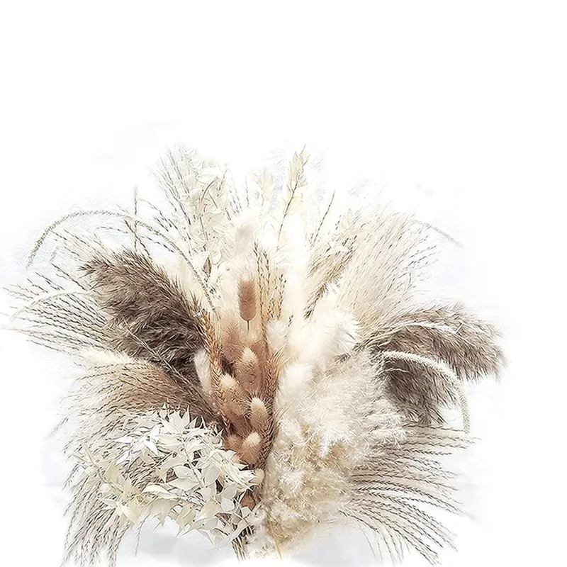 Natural Dried Fluffy Pampas Grass Bouquet Set , Boho Home Decor Pompous Grass Large Reed Bunny Tail Wheat Stalk Decorative 220513