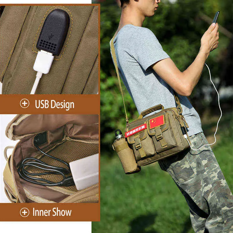 USB Molle Military Bag Messenger Bags Fanny Belt Camping Outdoor Hunting Assualt Tactique Sling Bag Pack XA675WA T220801