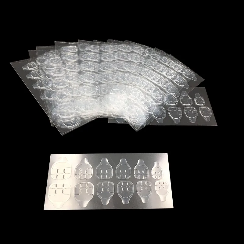 100 st / parti Andningsbara klistermärke Spiklimband Nagelflikar Klar DIY Manicure Decoration Sticky Transparent Lim Partihandel