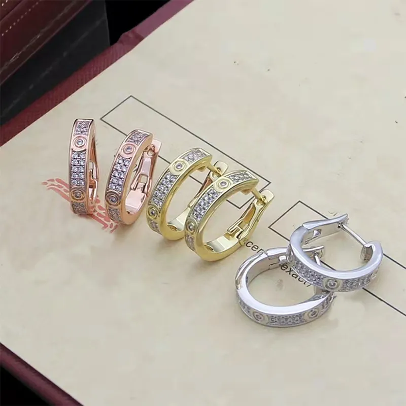 2022 Neues Luxus Doppelreihe Diamant Ohrringe Mode Liebesohrringe für Frauen Hochwertige 316L Titanium Stahlohrring Schmuck281d
