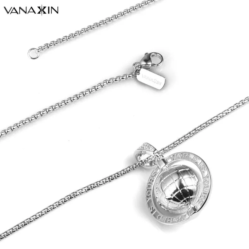 Pendant Necklaces VANAXIN World Rotating Globe Vintage Antique Glassglobe Charm Hip Hop Necklace Jewelry Gift209P