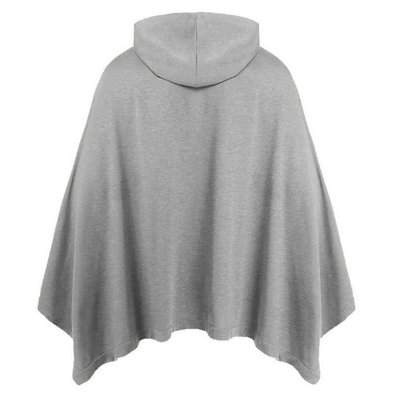 Mens Loose Overdimensionerade plus size Hooded Poncho Cloaks Casual Pullover Hoodie Cape Coat Tops Hip Hop Streetwear Sweatshirt Male XXL L220704