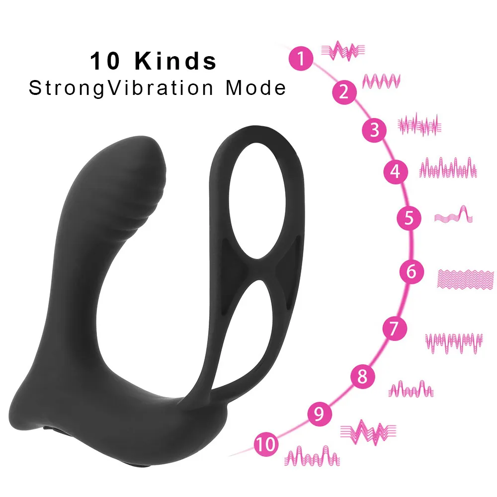 Двойные кольца анальная заглушка сексуальная игрушка для мужчин мужской массажный вибраторный вибраторный вибраторный вибратор эякуляция эякуляция эякуляция
