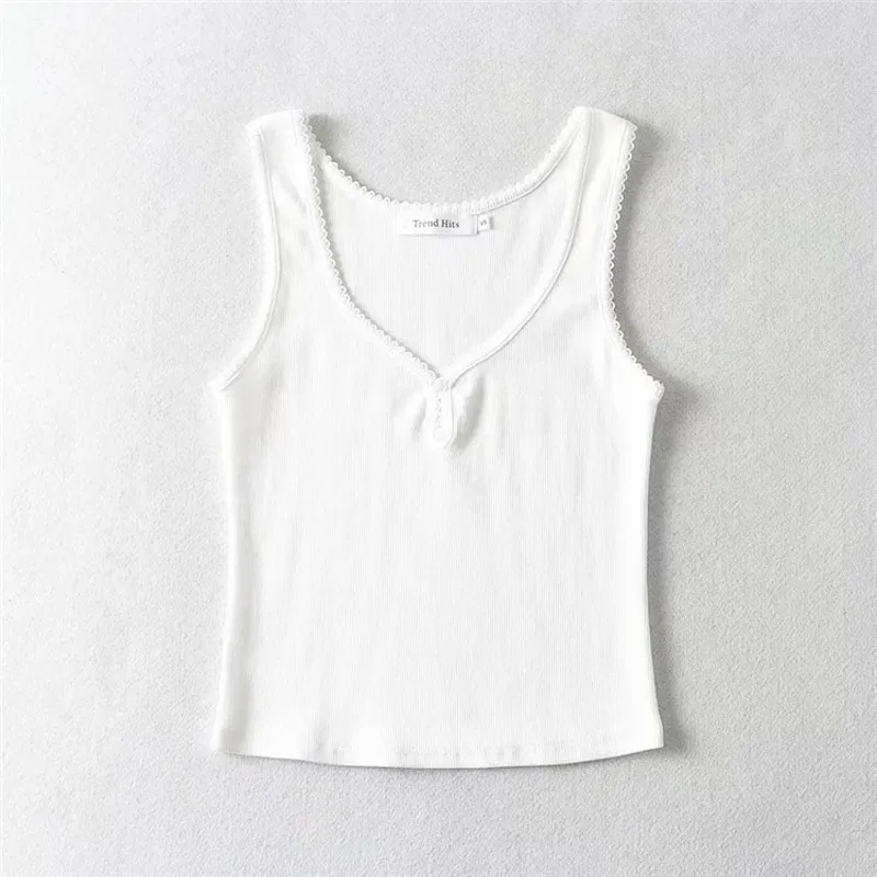 女性トップショートタンクスリングベスト女性夏服ノースリーブTシャツセクシーVネックガールズカミスティー220316