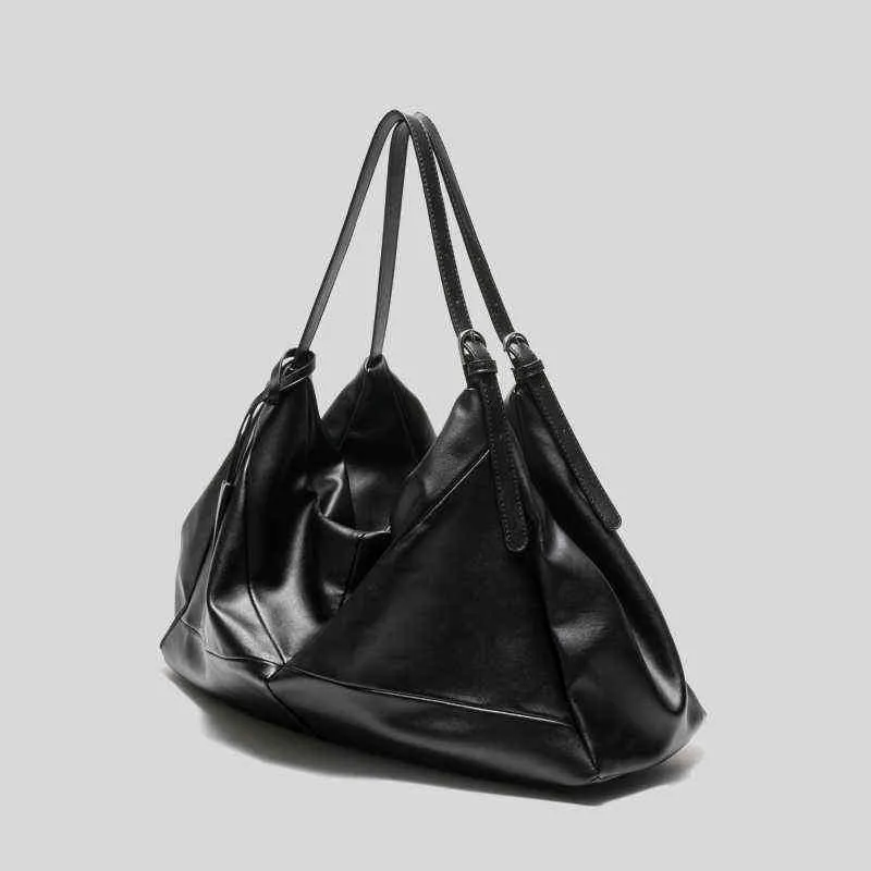 Vintage femmes fourre-tout sac à main en cuir grande capacité conception sac à bandoulière en cuir Portable voyage et sacs de travail 220705
