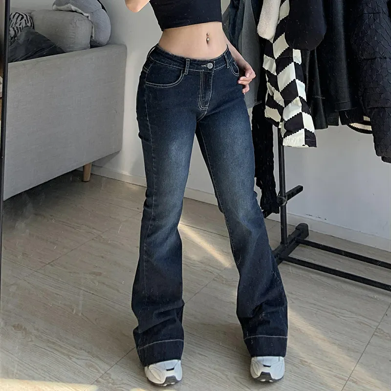 Dżinsy Flare dżinsowe spodnie dla kobiet w stylu estetyczne dżinsowe spodnie streetwear Mom Casual Korean Fashion Cyber ​​Y2K Grunge Jeans 220624