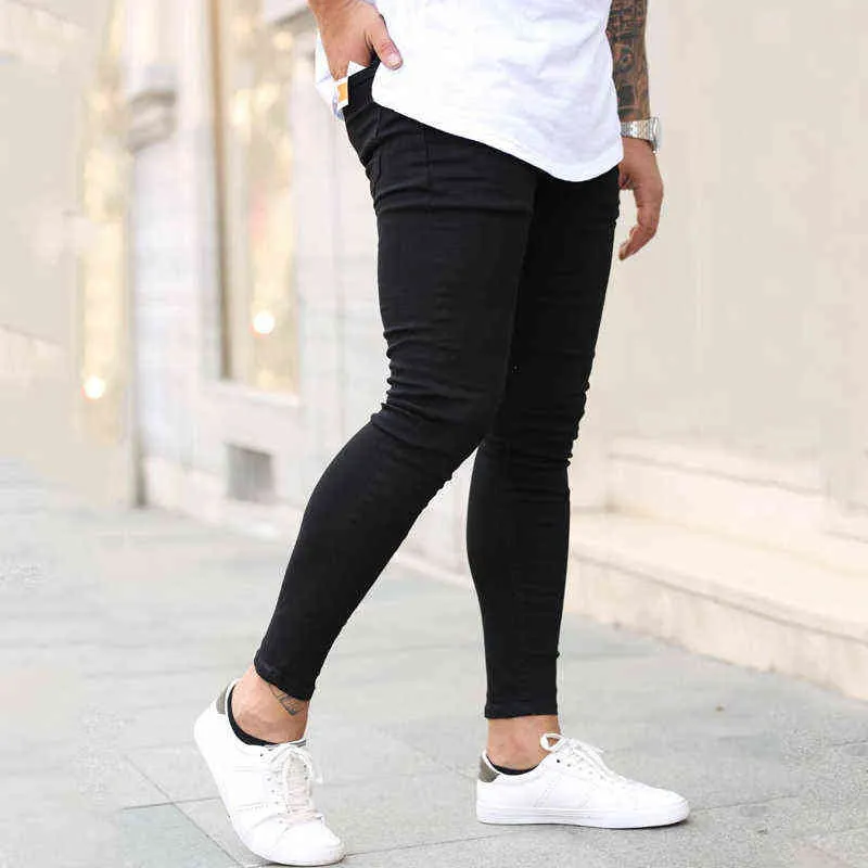 Новые джинсы мужские деловые повседневные черные узкие брюки-карандаш мужские модные узкие байкерские брюки уличные хип-хоп вечерние джинсовая одежда мужская J220629
