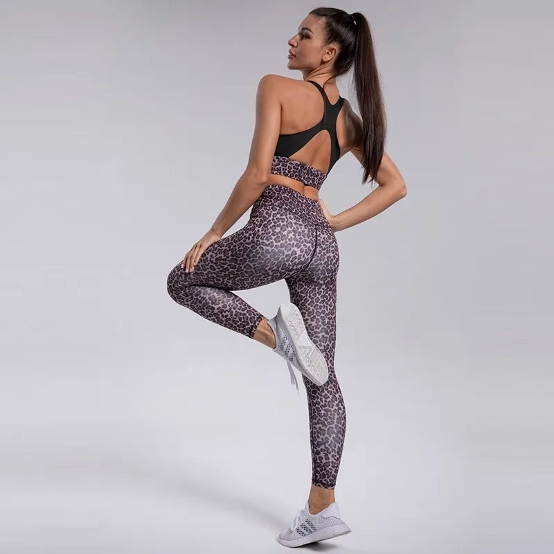 Tuta da yoga leopardata fitness Abbigliamento sportivo da donna Abbigliamento da allenamento donna Abbigliamento da palestra Completo sportivo Donna Set da due pezzi Sexy 220513