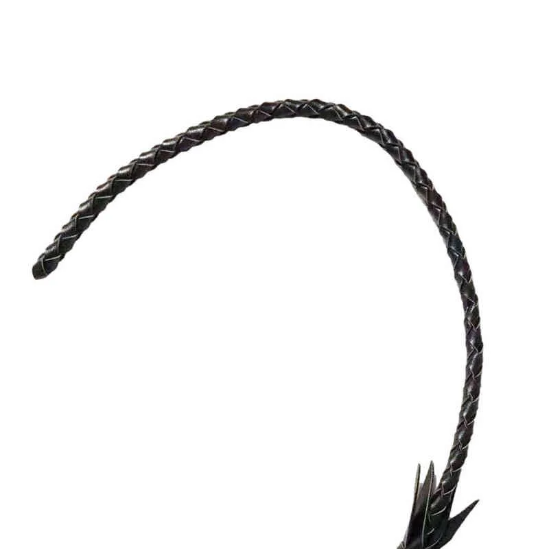 NXY SMボンデージブラックレザーホースホイップ5 6フィートの長い12のPLEAT織りのweaving weaving weave weaving weap weaving whipアダルトゲームflirtハンドメイドレザーフロッガーセックスおもちゃ220426