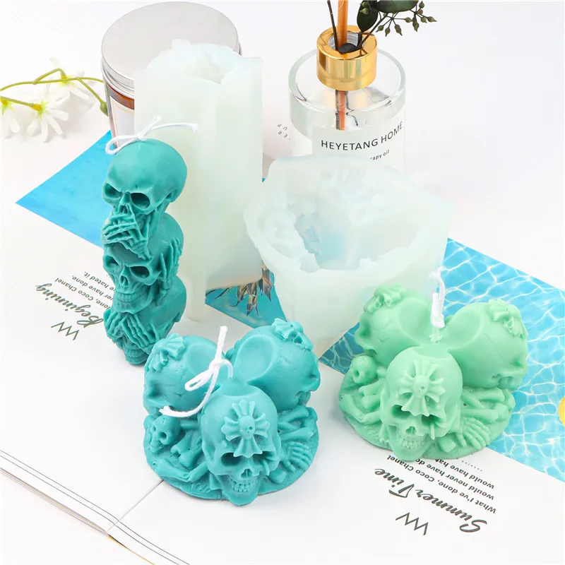Three faced Goddess Candle Silicone Mold DIY Skull Witch Making Kit Soap Caly Resin Cake Gifts Craft Supplies 220721