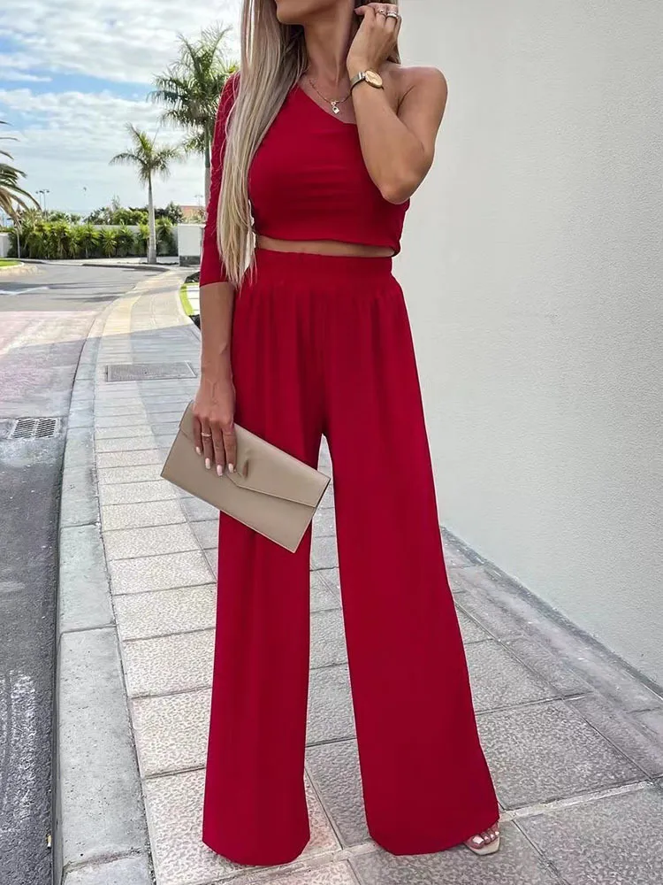 Women Elegant Long Sleeve Office Jump Suit Sexy Slash Neck Lady Straight Pant Rompers Fashion High Waist Skinny Overalls Playsuit CX220420