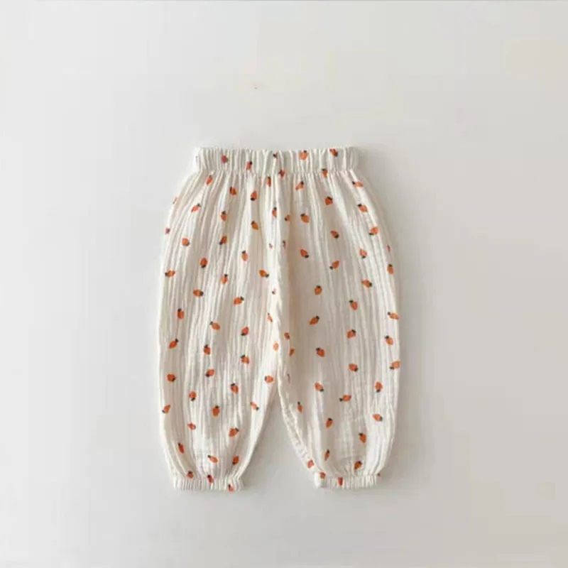 Pantaloni casual in cotone sottile bambini estivi Pantaloni larghi bambini Zanzara Tigre Orso Stampa ragazze dei ragazzi Harem floreale 220512