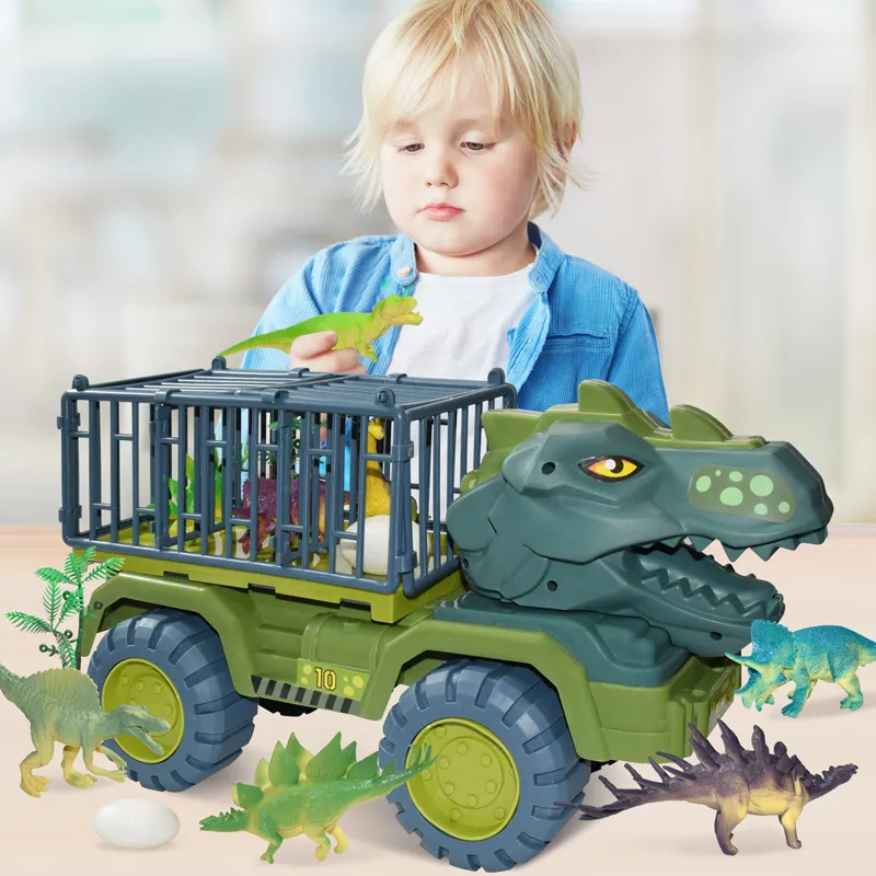Giocattolo auto da trasporto dinosauri bambini Camion inerziale di grandi dimensioni Veicolo da tirare indietro con regalo bambino 220507
