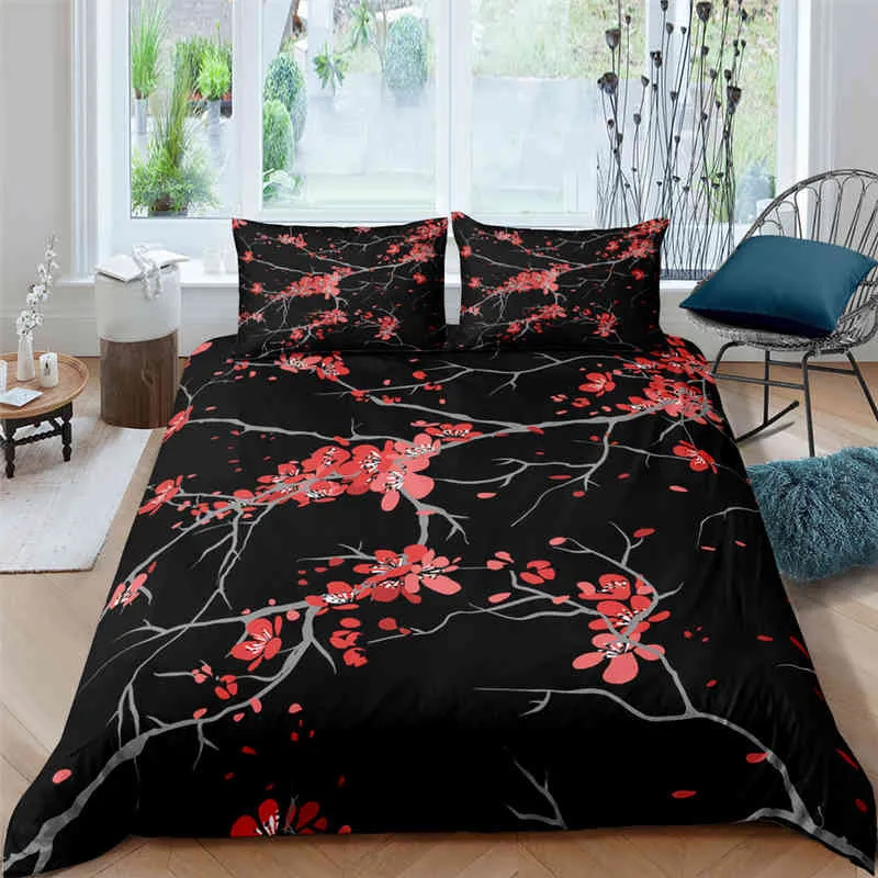Luksusowa kołdra Zestaw Cherry Blossoms Bedding Boys Home Tekstyles Floral łóżko wystrój łóżka