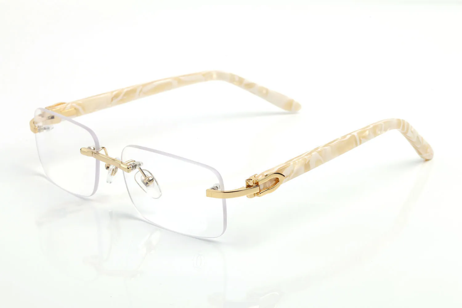 Groene Buffelhoorn Bril Designer Zonnebril voor Mannen Dames Randloze Mode Sporst Goud Metaal Witte Perzik Hart Frames Brillen L1513