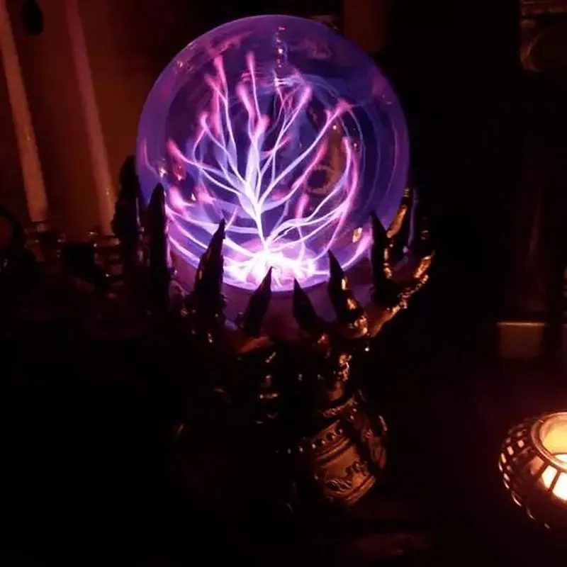 Créatif brillant Halloween cristal de luxe crâne magique doigt boule de Plasma effrayant décor à la maison 220614267J316O