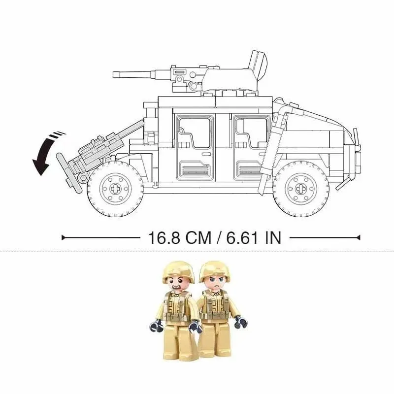 Sluban WW2 Militaire Humvee H1 Army Friends Car Mold King Building Bricks Classic MOC Blocks Actie Figuren Toys Boys Gift 220715