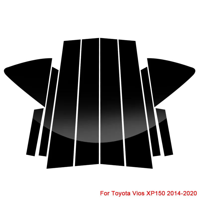 Autocollant de pilier central de fenêtre de voiture, 8 pièces, Film anti-rayures en PVC pour Toyota CHR VIOS AX10 XP150 2014-présent, accessoires automobiles