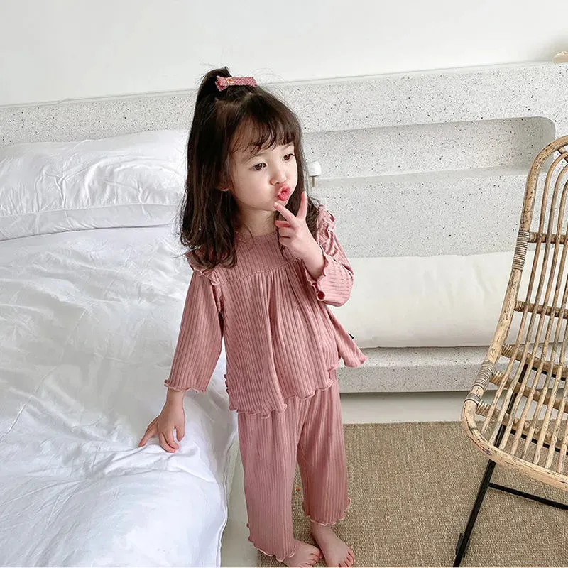 Baby Girl Pajamas костюмы весенняя осень повседневная одежда для детской корейской одежды для детской одежды для домашней одежды 220706