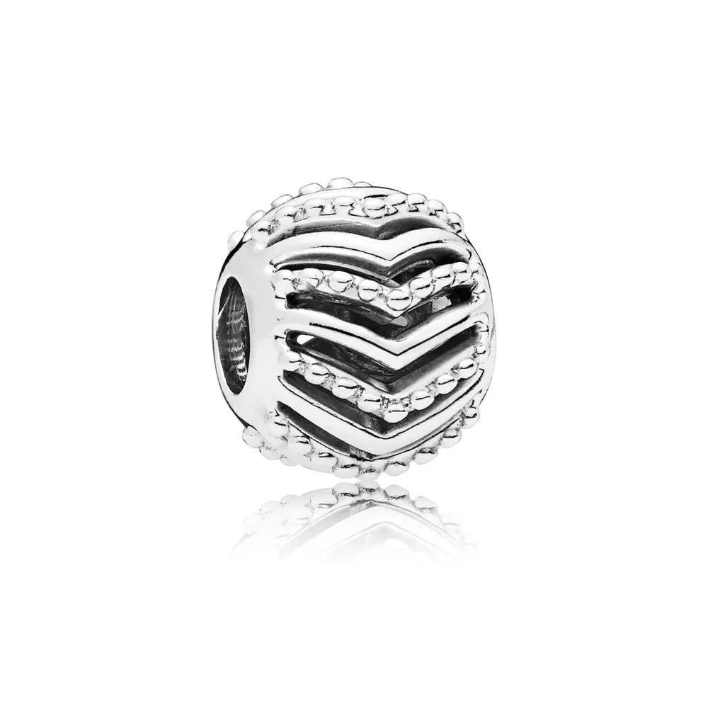 925 siver beads charms for pandora charm bracelets designer for women Flower Pattern Stripe Openwork