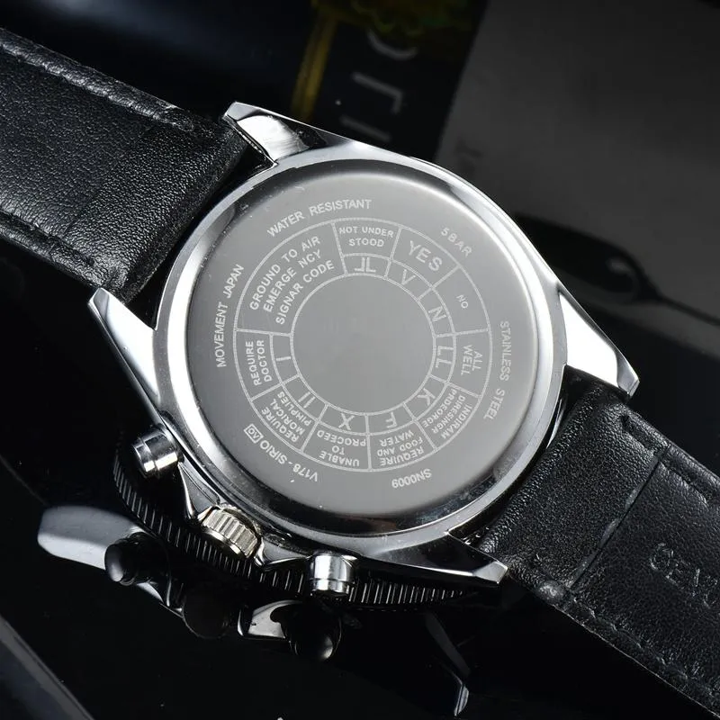 2022 relógios de luxo masculinos de alta qualidade seis pontos série todos os mostradores trabalho relógio de quartzo masculino Japão marca superior cinto de couro relógio cronógrafo moda formato redondo