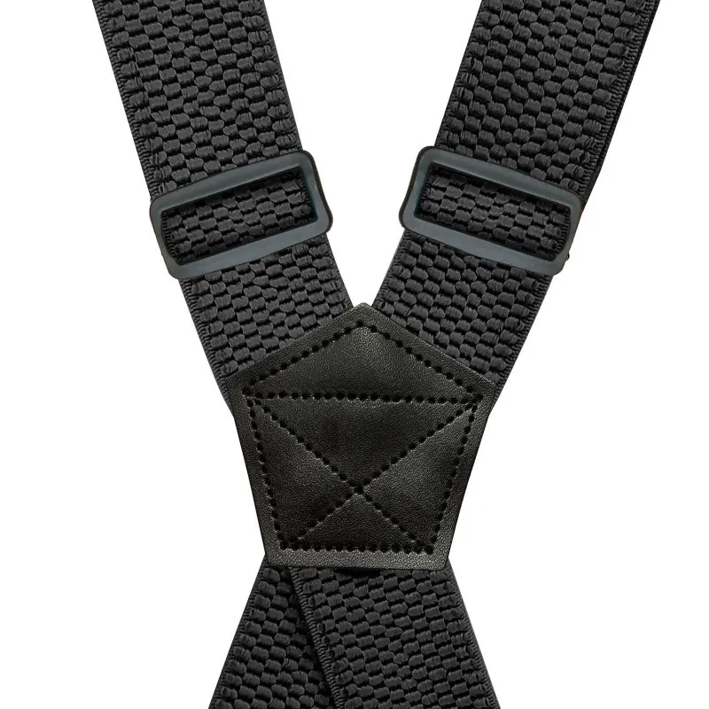 Heavy Duty Work Suspenders for Men 38cm Wide XBack with 4 Plastic Gripper Clasps Adjustable Elastic Trouser Pants BracesBlack 2205250I