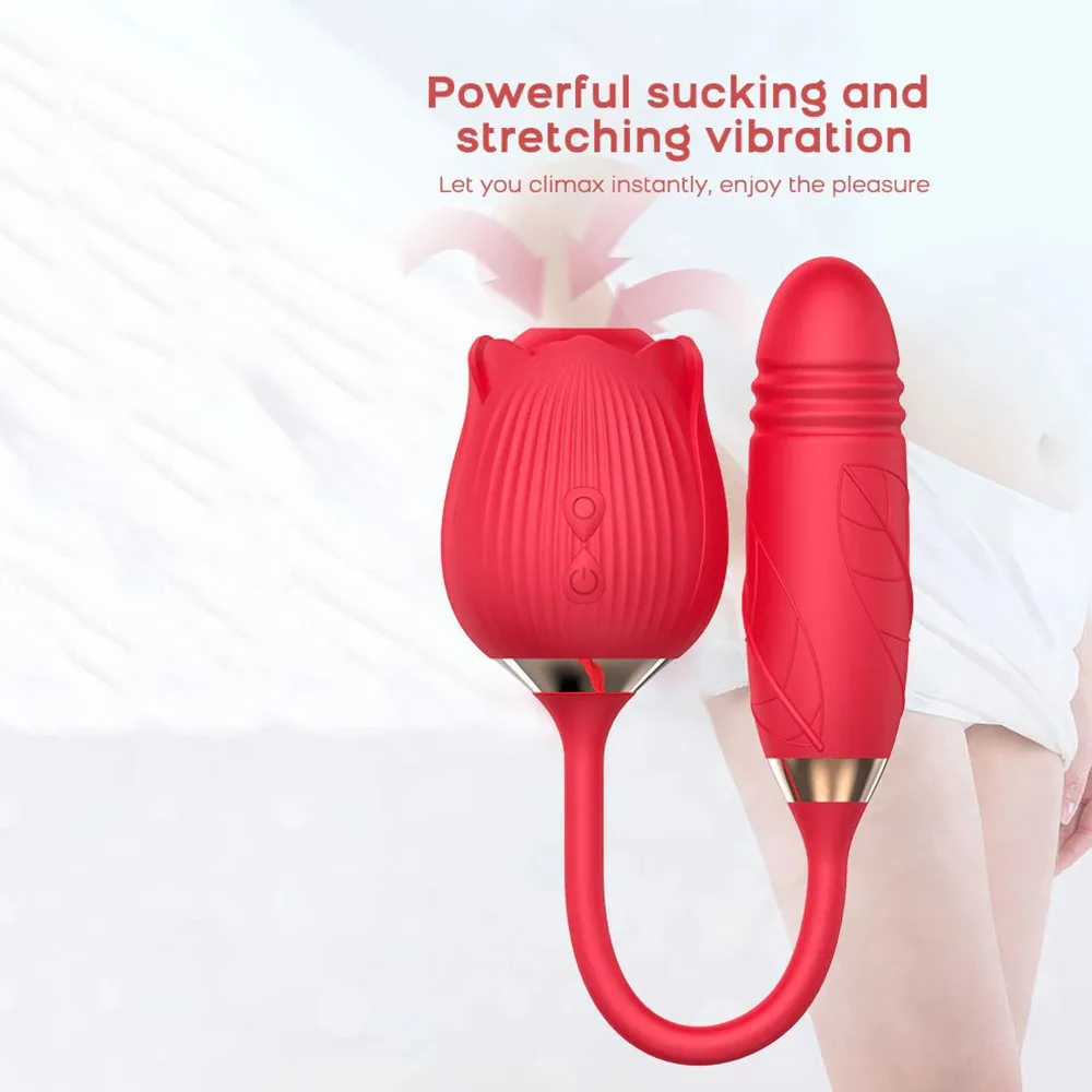 Rosvibratornippel fitta slickande leksak som driver dildo klitoris sucker stimulering vagina sexig för kvinnans kvinnlig onani