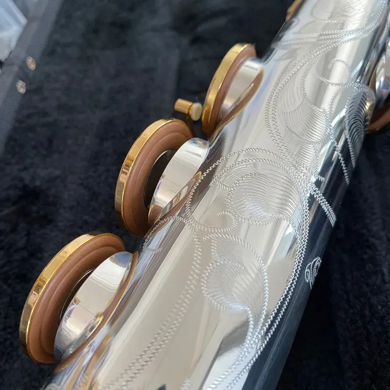 Original WO37 Eins-zu-Eins-Strukturmodell BB Professionelles hohe Saxophon weiße Kupfergold-plattiertes B-Tune SAX Instrument