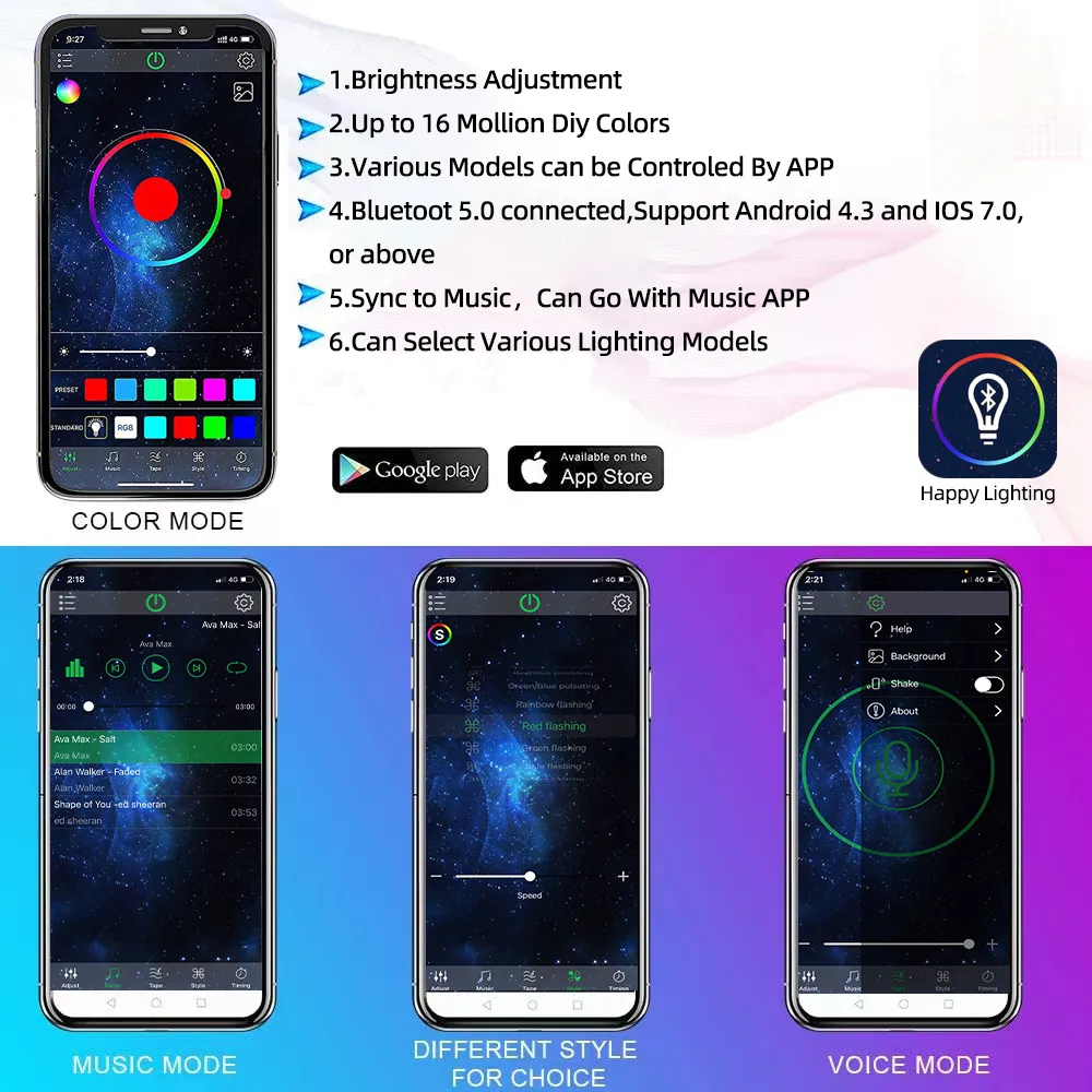 RGB LEDロックライトBluetoothCompatible App Control Music Sync Car Chassis Light Undergolw Waterproof Neon Light for CAR2435175