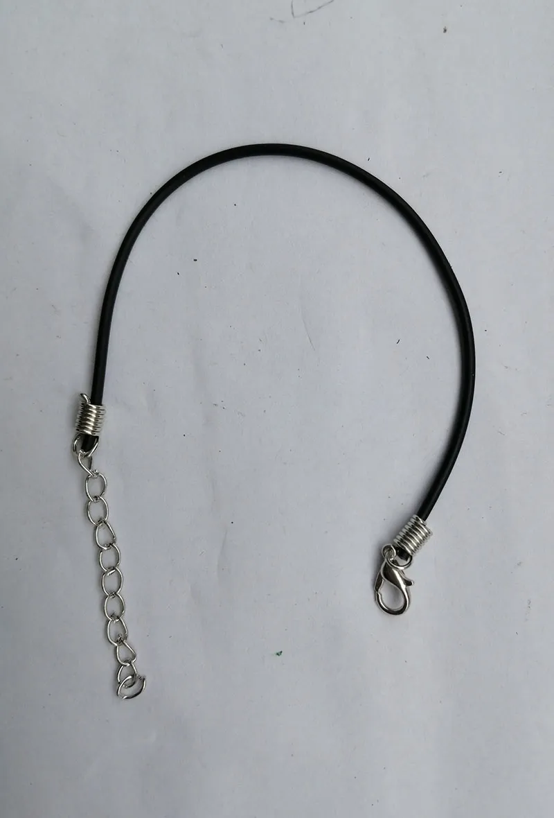 Unisex eenvoudige koorddraad rubberen touw armbanden met kreeft sluitlengte 18 cm verlengketen 5 cm voor het vinden van doe -het -zelf sieraden