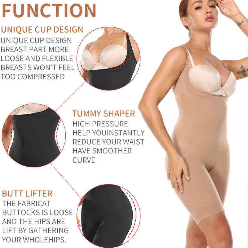 Femmes Body sans couture Shapewear Full Body Shaper Tummy Control Minceur Gaine Ventre Réduire Corset Butt Lifter Dij Smarter L220802