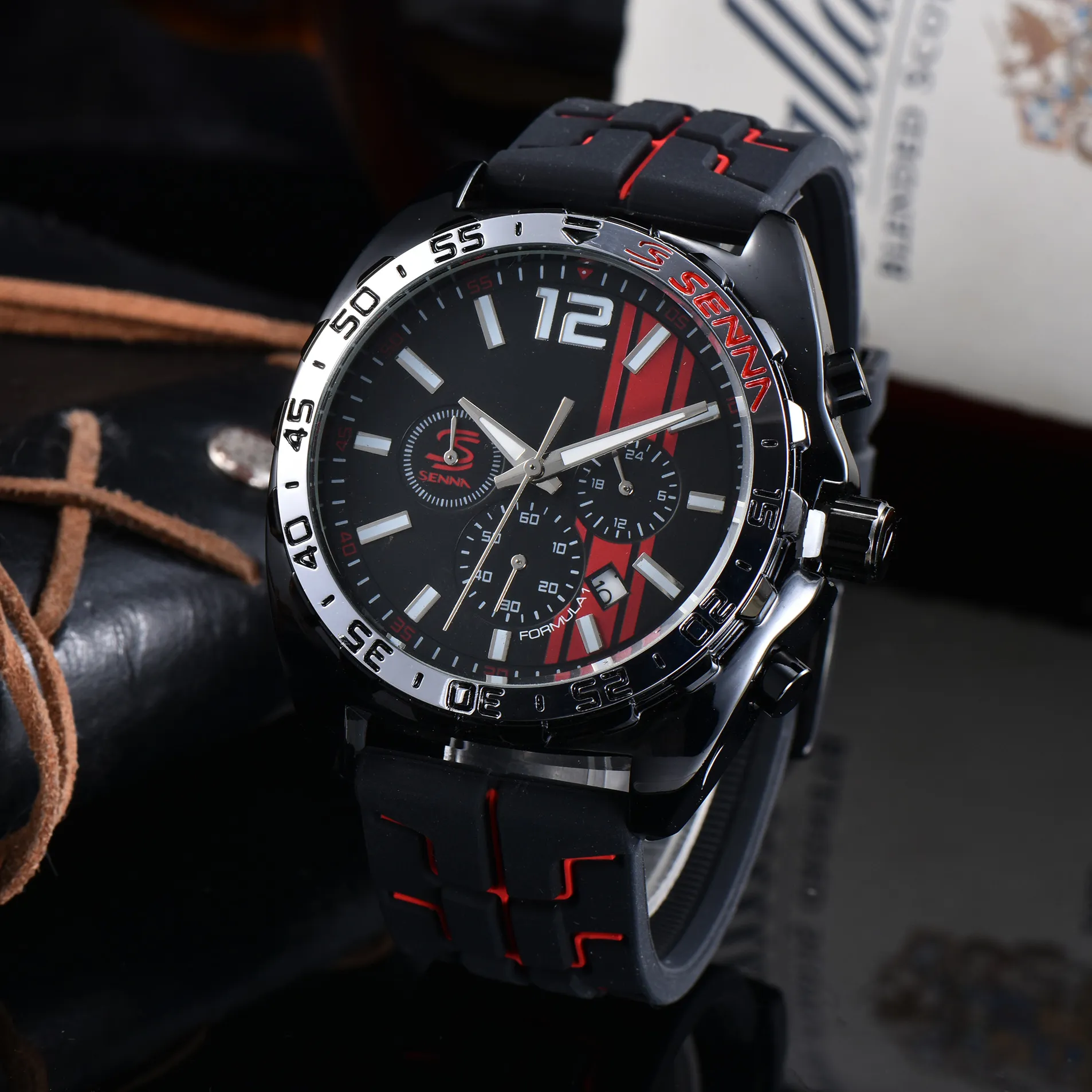 新しいメンズウォッチ自動ステンレス鋼セラミック腕時計ムーブメント高品質のメタルストラップファッション多機能水265F