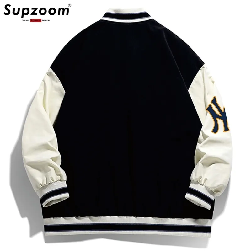 Supzoom Ankunft Brief Rib Sleeve Top Mode Einreiher Casual Bomber Baseball Jacke Lose Strickjacke Mäntel 220816